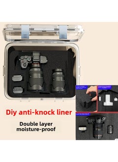 Generic Camera Moisture-proof Box SLR Lens Digital Desiccant Photographic Equipment Box Dehumidification Electronic Microphone Sealed Storage-Color:0l-flat Large Size + Diy Hand-shredded Cotton + Hygrometer + Desiccant (suitable For A Height Of 9cm)  - Image 1