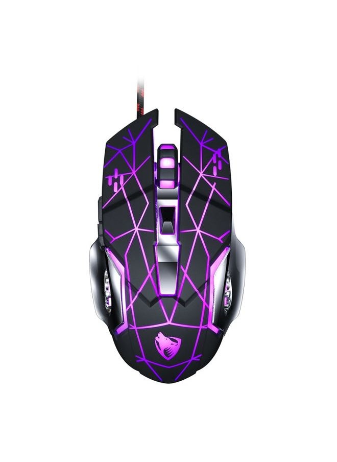 BURAQ - T-WOLF V6 USB Interface 6-Buttons 3200 DPI Wired Mouse Gaming Mechanical Macro Programming 7-Color Luminous Gaming Mouse, Cable Length: 1.5m(Macro Definition Audio Version Star Color) - Image 1