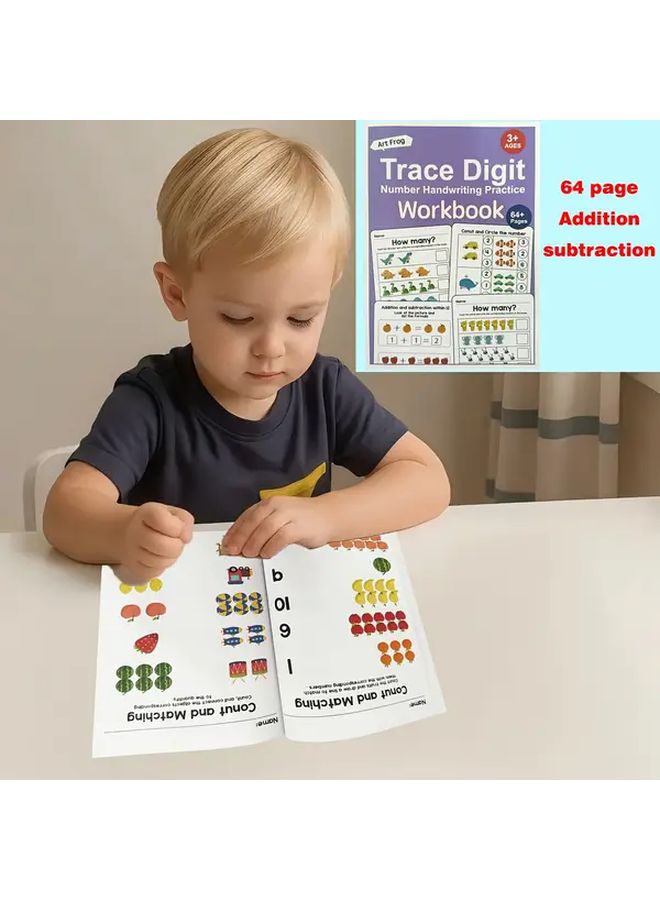 64 Page Kids Learning Activity Book Math Addition Subtraction Games Ages 3 7 - Image 1