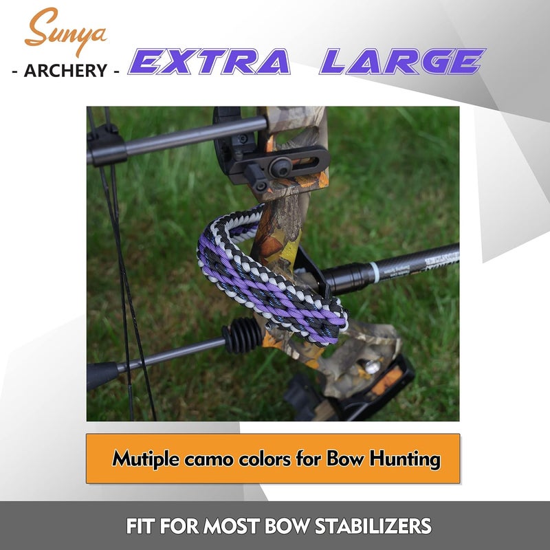 Sunya Archery Bow Wrist Sling, 550 Paracord Strap Comfortable on Hand.100% Full Grain Leather Yoke, Multiple Camo Colors.Fit Compound Bow Stabilizer & Recurve. - Image 2