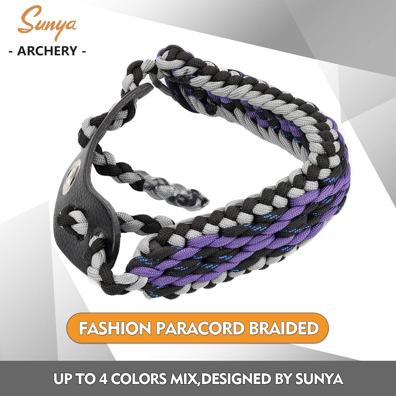 Sunya Archery Bow Wrist Sling, 550 Paracord Strap Comfortable on Hand.100% Full Grain Leather Yoke, Multiple Camo Colors.Fit Compound Bow Stabilizer & Recurve. - Image 3