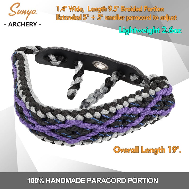 Sunya Archery Bow Wrist Sling, 550 Paracord Strap Comfortable on Hand.100% Full Grain Leather Yoke, Multiple Camo Colors.Fit Compound Bow Stabilizer & Recurve. - Image 4