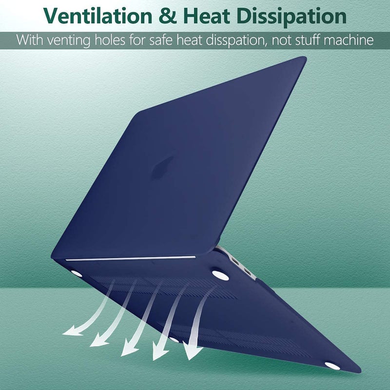 Moca غطاء صلب لجهاز M1 MacBook Air مقاس 13 بوصة [إصدار 2022، 2021-2018] M1 A2337 A2179 A1932 مع شاشة ريتينا وTouch ID غطاء غلاف MacBook Air (أزرق داكن) - Image 5