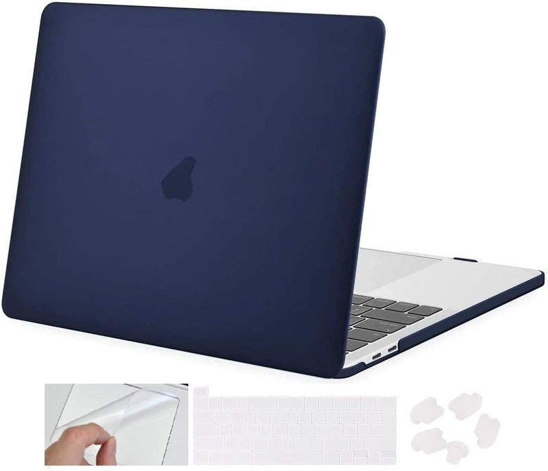 Moca غطاء صلب لجهاز M1 MacBook Air مقاس 13 بوصة [إصدار 2022، 2021-2018] M1 A2337 A2179 A1932 مع شاشة ريتينا وTouch ID غطاء غلاف MacBook Air (أزرق داكن) - Image 1