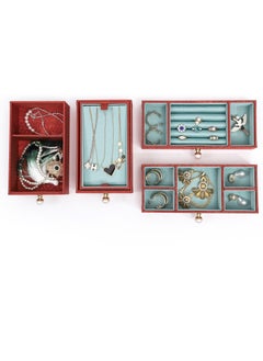 l'elefante L’elefante Multi-Layer Jewelry Organizer Box for Women – Embroidered Floral Jewelry Storage Case with Drawers – Ring, Bangle, Necklace & Earring Holder Velvet Jewelry Box – Gift for Girls & Ladies  - Image 4