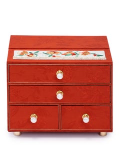 l'elefante L’elefante Multi-Layer Jewelry Organizer Box for Women – Embroidered Floral Jewelry Storage Case with Drawers – Ring, Bangle, Necklace & Earring Holder Velvet Jewelry Box – Gift for Girls & Ladies  - Image 5