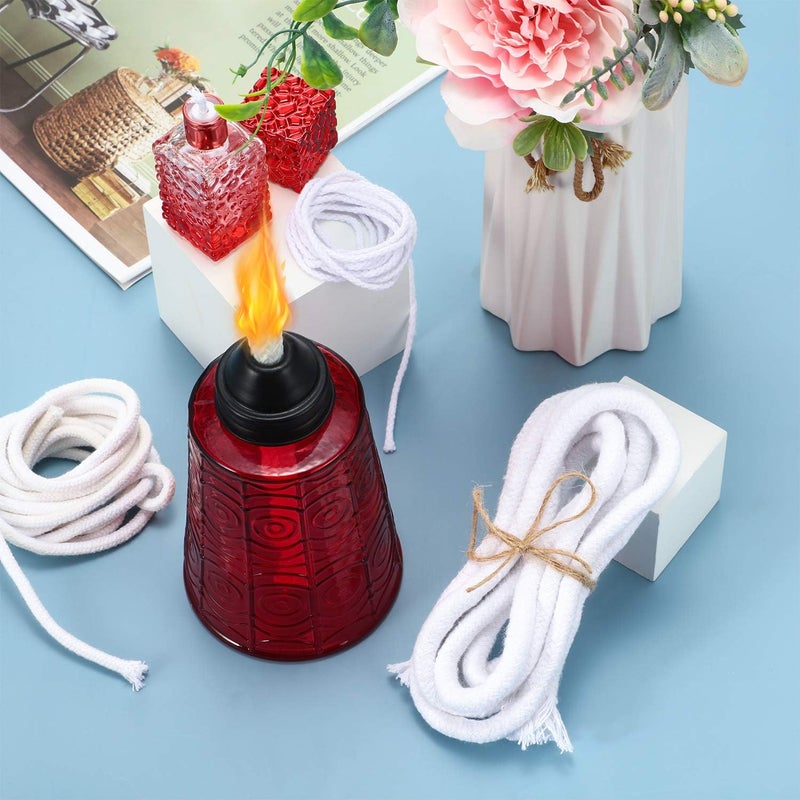 BBTO 6.56 Feet Cotton Replacement Wick Braided Cotton Wick Round Oil Lamp Wick Candle Wick for Oil Lamps and Candles, DIY Handmade Candle Making Supplies (8 mm/ 0.3 Inch) - Image 3
