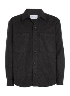 Men's Relaxed Wool Blend Overshirt, Black - pzsku/Z243791573FBE3971FE7CZ/45/_/1735546874/61f624c3-47da-49ee-9ebf-7cf371465541