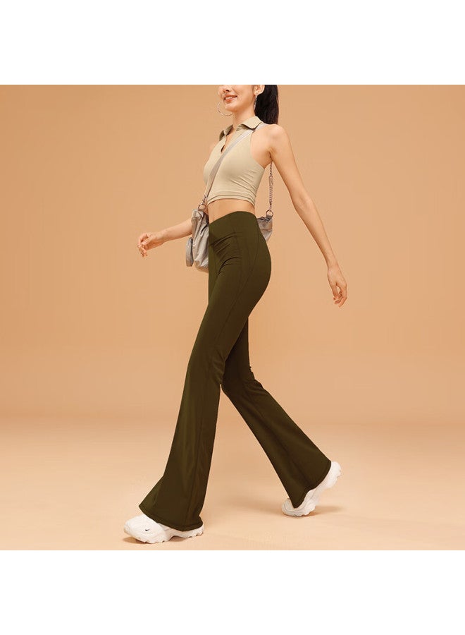 Vfu High-waist Lifting Flared Fitness Yoga Pants Loose Wide-leg Casual Trousers Qingli Brown S - Image 5