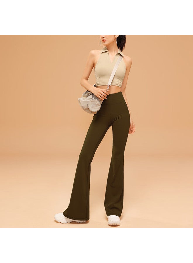 Vfu High-waist Lifting Flared Fitness Yoga Pants Loose Wide-leg Casual Trousers Qingli Brown S - Image 4