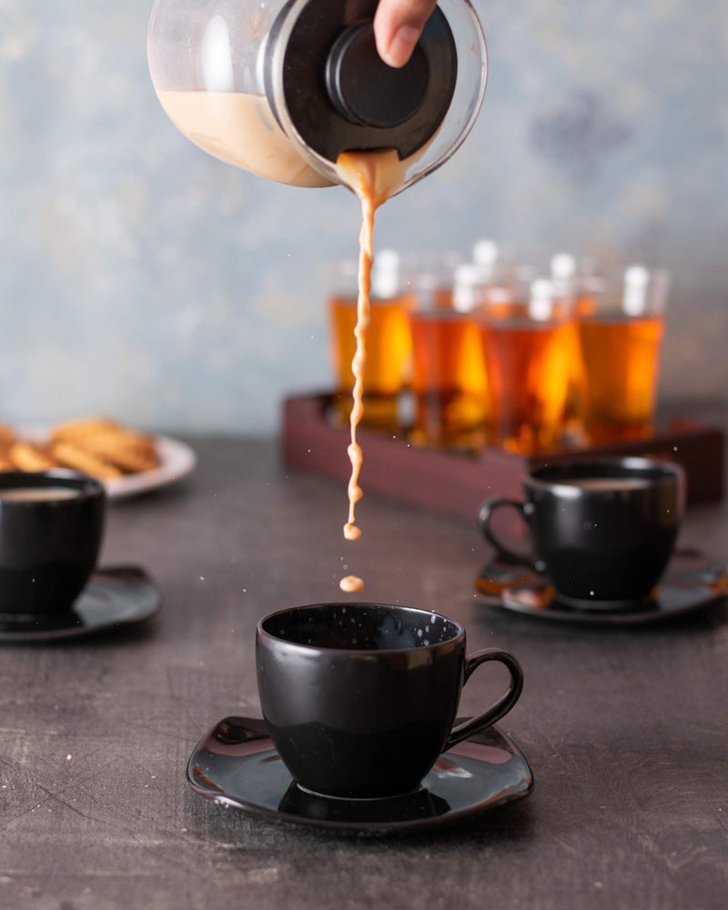 TAGROCK Fine Bone China Full Black Tea Cup Saucer Set of 2, 180Ml, (2 Cups & 2 Saucer) - Image 2