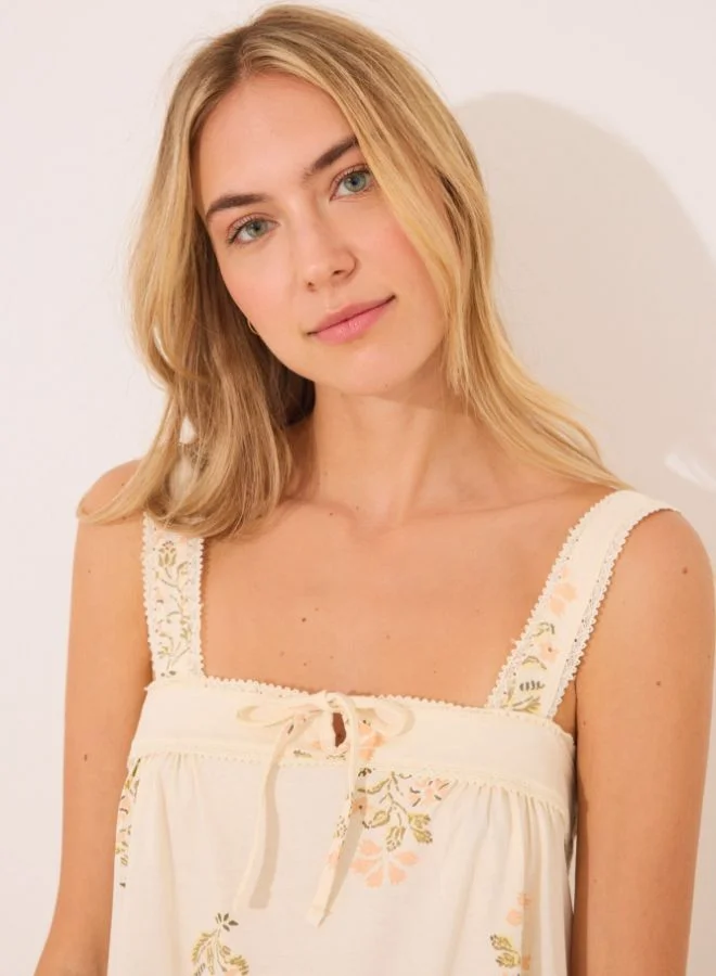 women'secret Cotton midi nightgown with straps
