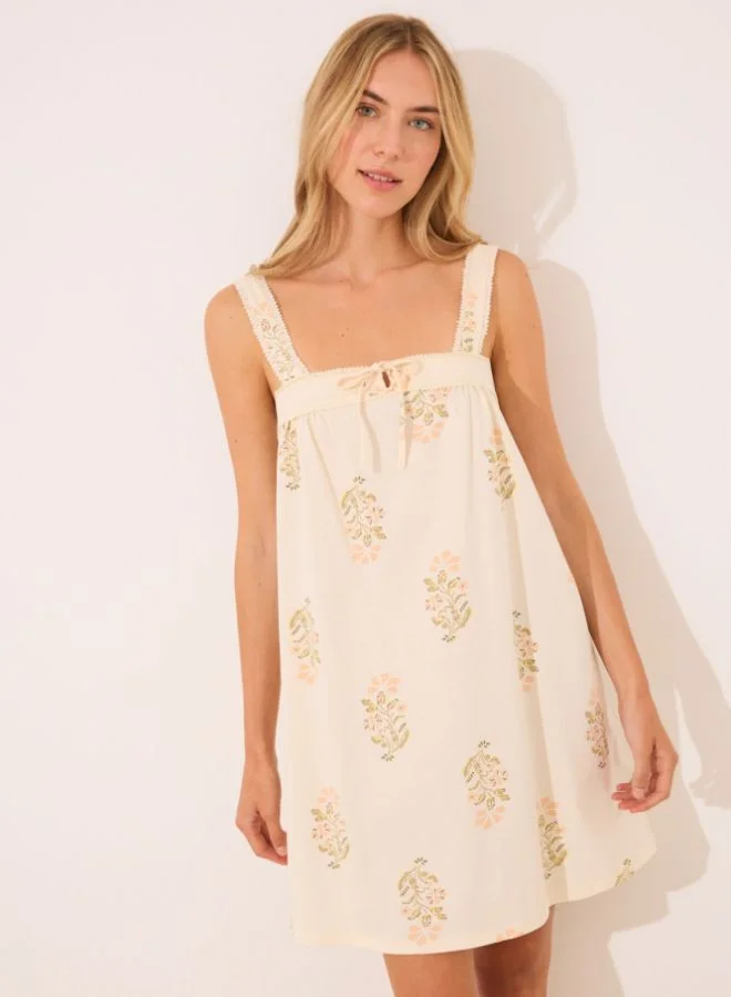 women'secret Cotton midi nightgown with straps