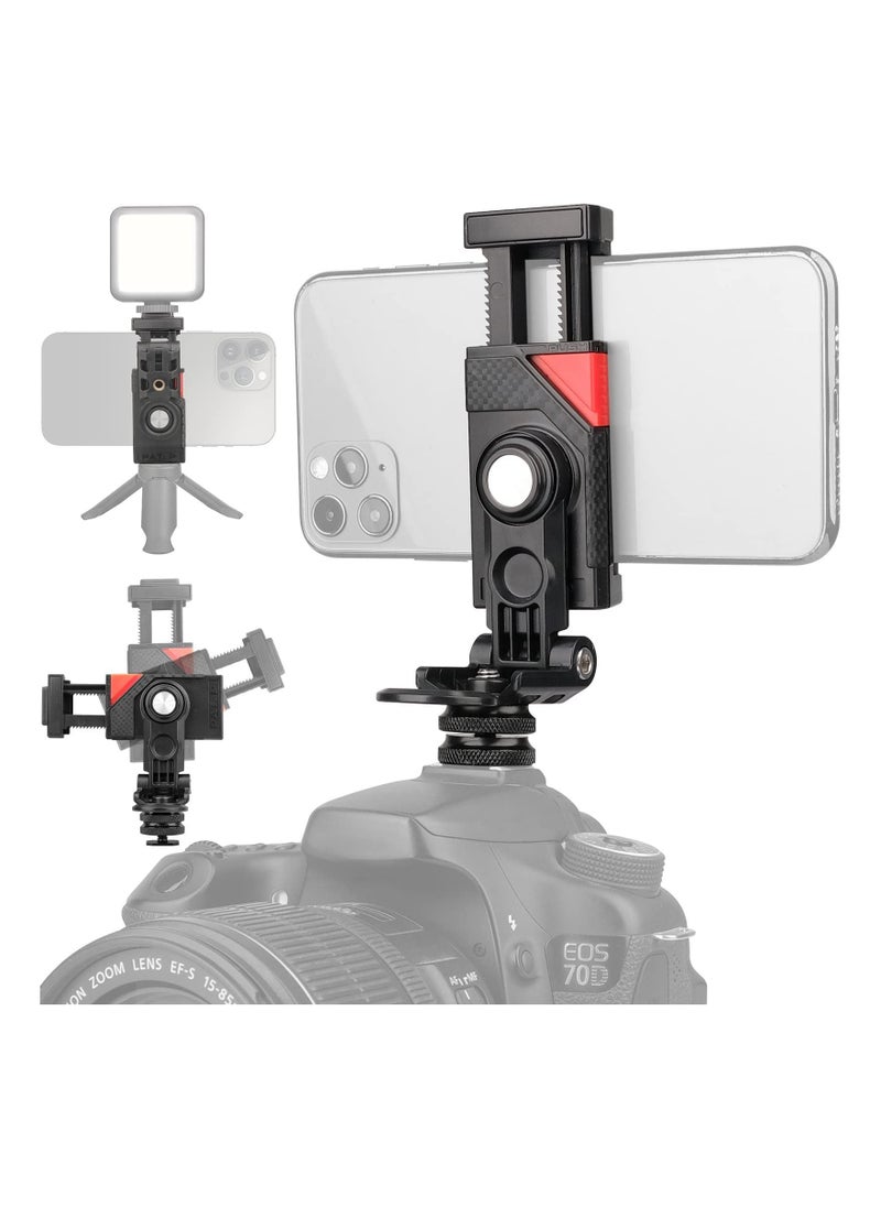KASTWAVE - Camera Phone Hot Shoe Holder, Cell Phone Tripod Mount Adapter Cold Shoe Mount 360 Rotation for Camera Ring Light Microphone, Universal Phone Clamp for Vlogging Live Stream Photography - Image 1