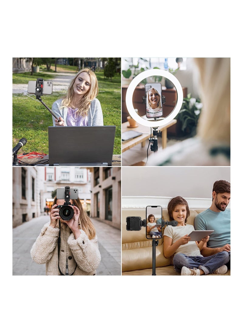 KASTWAVE - Camera Phone Hot Shoe Holder, Cell Phone Tripod Mount Adapter Cold Shoe Mount 360 Rotation for Camera Ring Light Microphone, Universal Phone Clamp for Vlogging Live Stream Photography - Image 1