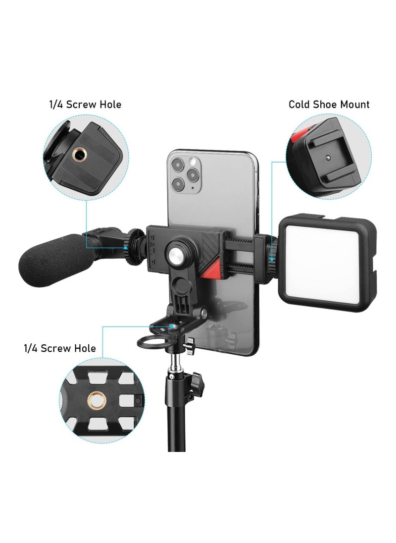 KASTWAVE - Camera Phone Hot Shoe Holder, Cell Phone Tripod Mount Adapter Cold Shoe Mount 360 Rotation for Camera Ring Light Microphone, Universal Phone Clamp for Vlogging Live Stream Photography - Image 1
