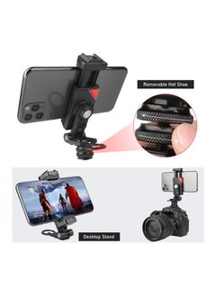 KASTWAVE Camera Phone Hot Shoe Holder, Cell Phone Tripod Mount Adapter Cold Shoe Mount 360 Rotation for Camera Ring Light Microphone, Universal Phone Clamp for Vlogging Live Stream Photography  - Image 3