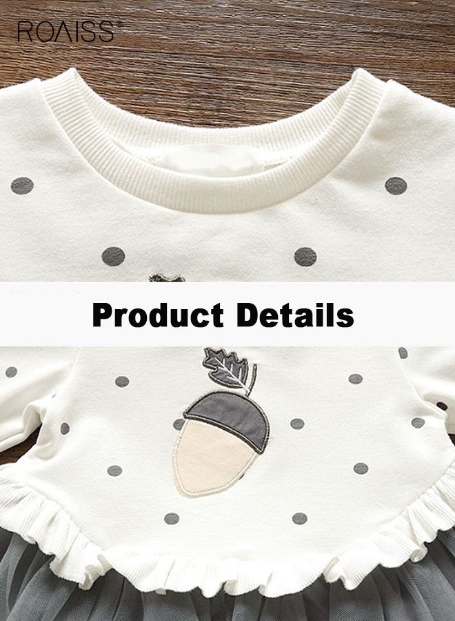 رويس فساتين من التول للبنات، فستان بأكمام طويلة للأطفال الصغار، فستان منقّط رائع، مناسب للارتداء اليومي والأنشطة الخارجية - Image 3