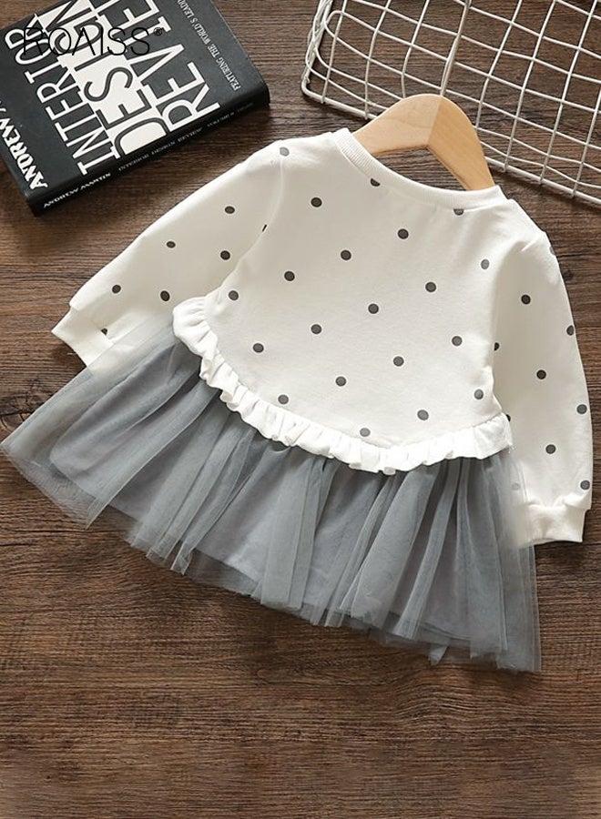 رويس فساتين من التول للبنات، فستان بأكمام طويلة للأطفال الصغار، فستان منقّط رائع، مناسب للارتداء اليومي والأنشطة الخارجية - Image 2