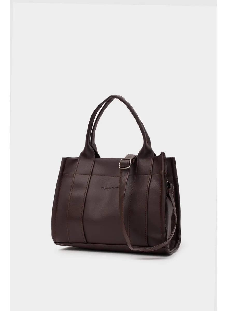 Shule Bags Bonnie Faux Leather Dark Brown Tote Bag