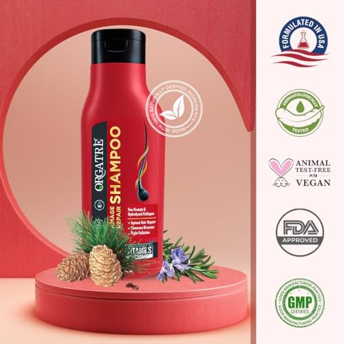 ORGATRE Damage Repair Shampoo - 250ml | For Rough, Dull & Damaged Hair | Protein & Hydrolyzed Collagen | Stronger, Vibrant Hair | SLS-Free | For Men & Women - Image 4