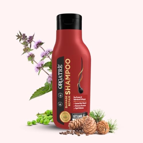 ORGATRE Damage Repair Shampoo - 250ml | For Rough, Dull & Damaged Hair | Protein & Hydrolyzed Collagen | Stronger, Vibrant Hair | SLS-Free | For Men & Women - Image 1
