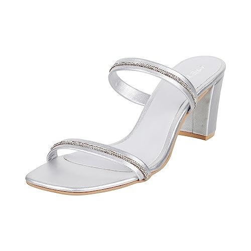 Metro Women Silver Block Heel Fashion Sandal UK/5 EU/38 (35-330) - Image 1