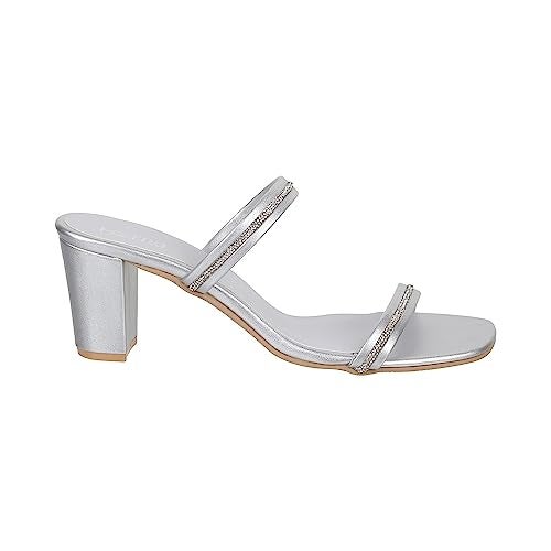 Metro Women Silver Block Heel Fashion Sandal UK/5 EU/38 (35-330) - Image 3