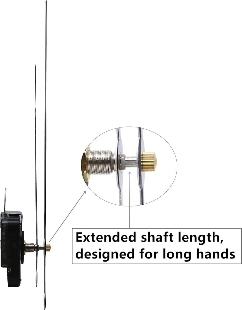 TIKROUND Quartz DIY Wall Clock Movement Mechanisms Battery Powered DIY Repair Parts Replacement with 260 mm/ 10.2 Inch Long Spade Hands,3/10 Inch Maximum Dial Thickness,29/32 Inch Total Shaft Length. - Image 3