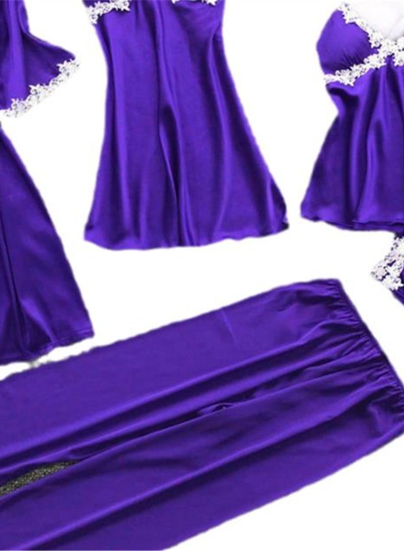 5 Pcs Pajamas Mid Sleeves Lounge Clothes Robe Pajamas Set  - Image 3