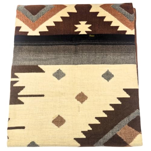 DAVLINA, Alpaca Wool Blanket | Reversible 2 in 1 | Thick, Ultra Soft, Breathable and Hypoallergenic | Non-Itchy or Scratchy | Made in Ecuador (Brown Beige Varicolored, Aztec) - Image 3