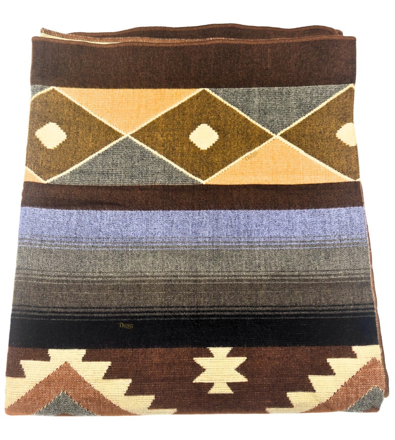 DAVLINA, Alpaca Wool Blanket | Reversible 2 in 1 | Thick, Ultra Soft, Breathable and Hypoallergenic | Non-Itchy or Scratchy | Made in Ecuador (Brown Beige Varicolored, Aztec) - Image 1