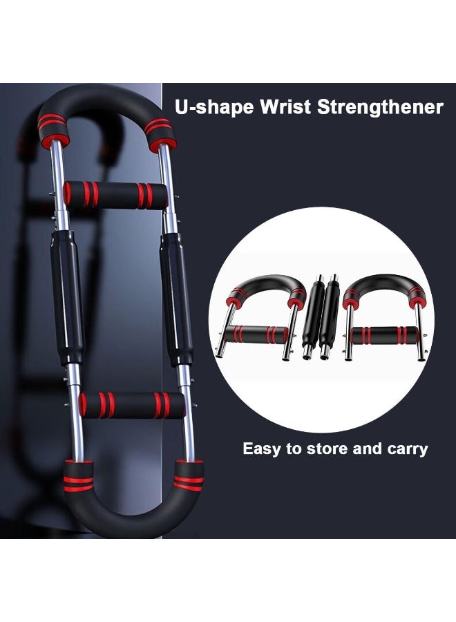 دي إم جي تك مدرب ذراع تويستر وموسع للصدر على شكل حرف U - زنبرك فولاذي قابل للتعديل 3 مستويات مع مقابض مضادة للانزلاق وتصميم مضاد للقرص، لتمرين عضلات الصدر الخلفية ذات الرأسين، مدرب قوة محمول في صالة الألعاب الرياضية المنزلية - Image 3