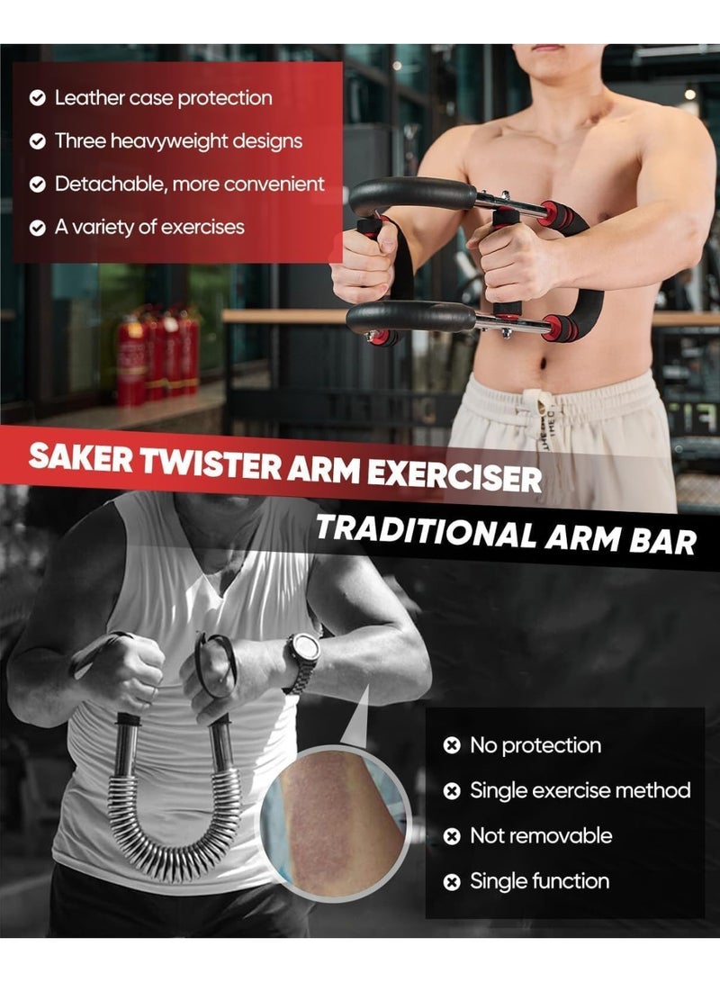 دي إم جي تك مدرب ذراع تويستر وموسع للصدر على شكل حرف U - زنبرك فولاذي قابل للتعديل 3 مستويات مع مقابض مضادة للانزلاق وتصميم مضاد للقرص، لتمرين عضلات الصدر الخلفية ذات الرأسين، مدرب قوة محمول في صالة الألعاب الرياضية المنزلية - Image 5