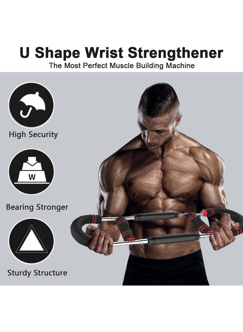 دي إم جي تك مدرب ذراع تويستر وموسع للصدر على شكل حرف U - زنبرك فولاذي قابل للتعديل 3 مستويات مع مقابض مضادة للانزلاق وتصميم مضاد للقرص، لتمرين عضلات الصدر الخلفية ذات الرأسين، مدرب قوة محمول في صالة الألعاب الرياضية المنزلية - Image 2