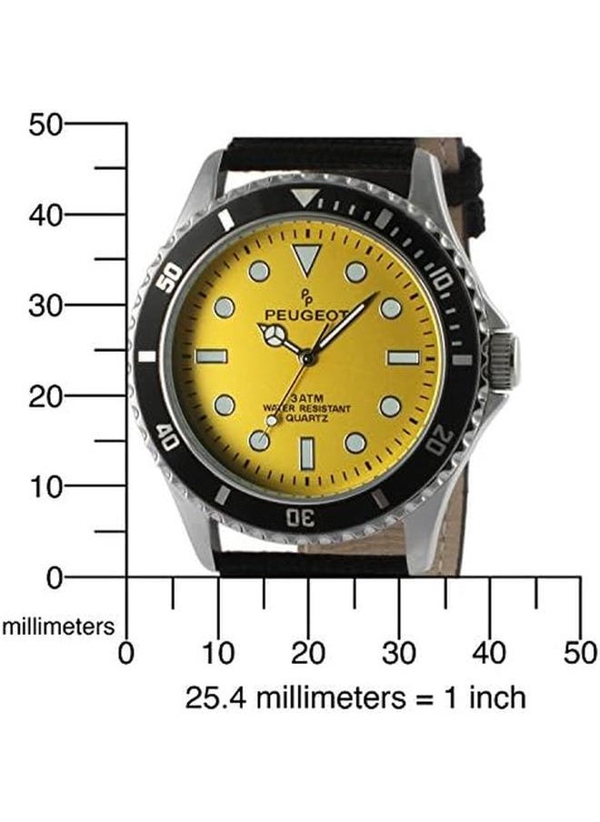 PEUGEOT Men's Sport Bezel Watch With Black Canvas Wrist Band  - Image 2