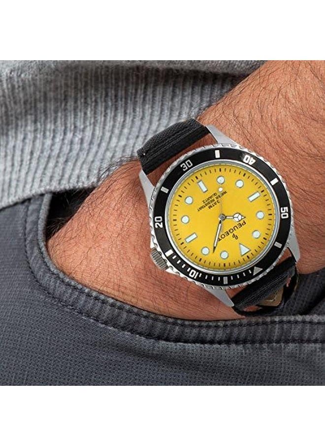 PEUGEOT Men's Sport Bezel Watch With Black Canvas Wrist Band  - Image 3