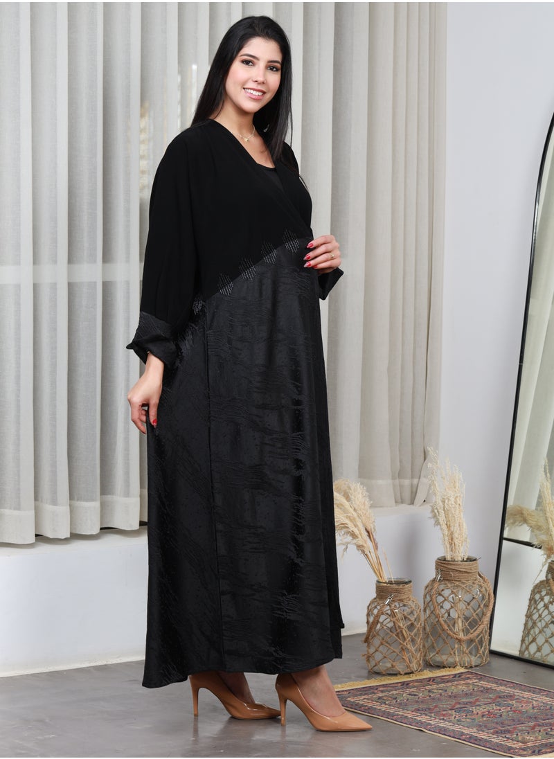 Black abaya with floral fabric at the bottom - pzsku/Z2437F1A69B3944528581Z/45/_/1711395033/394d67e0-c583-4741-b778-1d4af27eda06