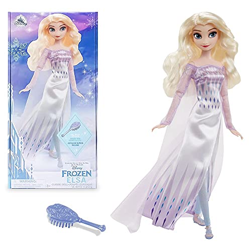 Disney store دمية الأميرة الكلاسيكية الرسمية إلسا من ديزني ستور من فيلم فروزن 2 بطول 11 بوصة تشمل فرشاة مع تفاصيل مصبوبة لعبة قابلة للتحريك بالكامل في زي كلاسيكي ألعاب الأميرات من ديزني - Image 1