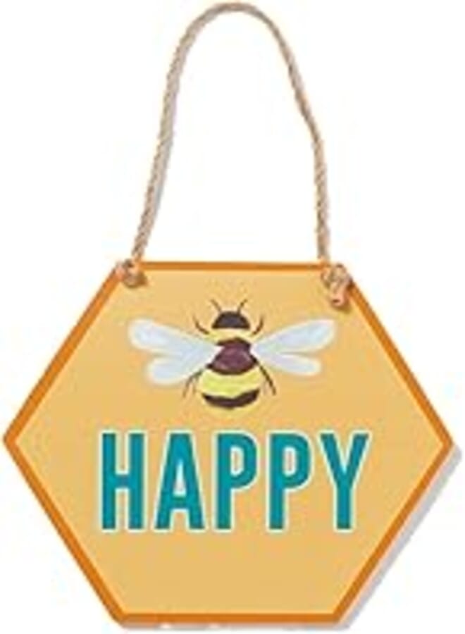 Matalan Decorative Bee Print Sign Board, 45 cm Size, Multicolour