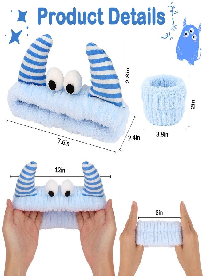 CAVETEE Monster Headband, Cute Soft Coral Fleece Spa Headbands for Washing Face Skincare Makeup Hair Accessories for Women - Image 4