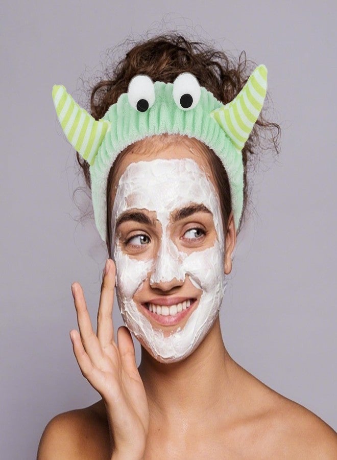 CAVETEE Monster Headband, Cute Soft Coral Fleece Spa Headbands for Washing Face Skincare Makeup Hair Accessories for Women - Image 5