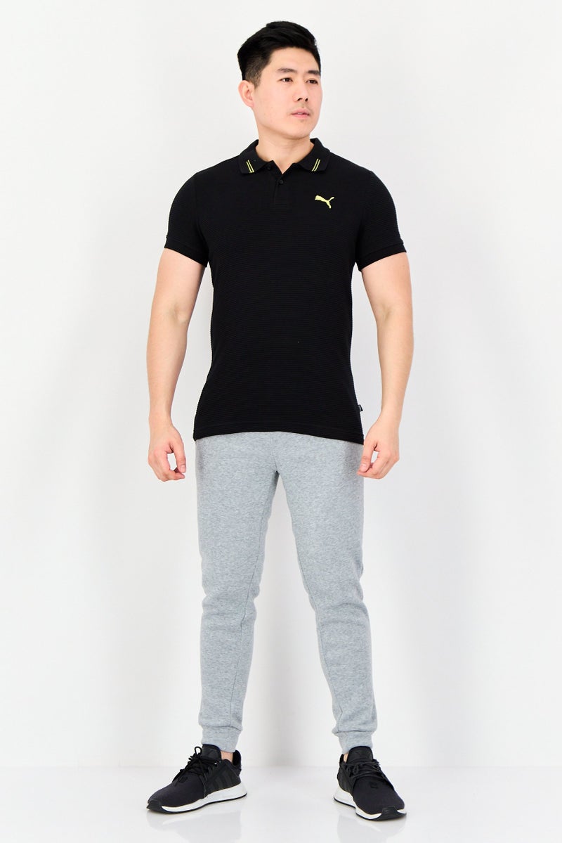 PUMA قميص بولو جولف للرجال بقصة ضيقة بأكمام قصيرة، أسود - Image 2