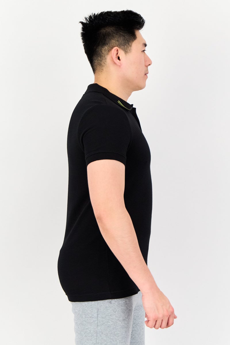 PUMA قميص بولو جولف للرجال بقصة ضيقة بأكمام قصيرة، أسود - Image 3