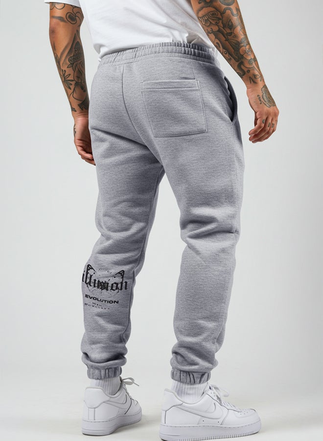 trendyol Gray Melange Oversize/Wide Cut Elastic Leg Butterfly Printed Sweatpants - Image 1