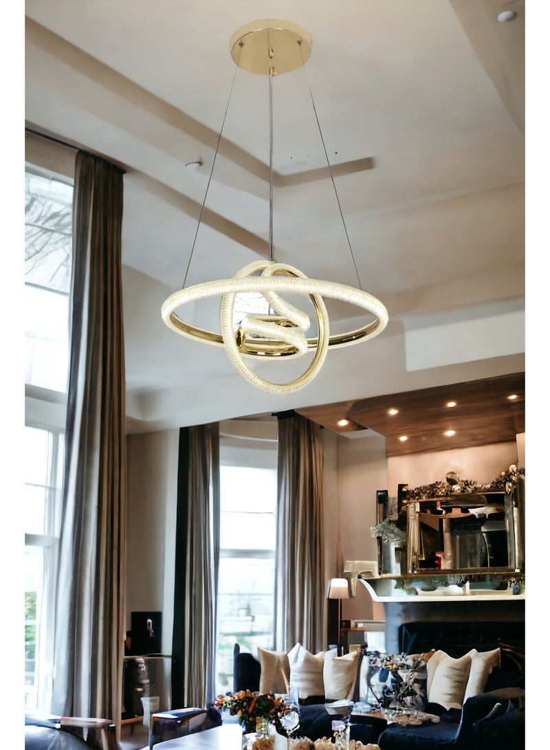 Visionary Home Using Adjustable Three Colour LED Chandelier (Warm/Cool/ Neutral Light) , Golden Body Unique Shape Pendant Light for Living Room, Lobby, Study Room, Kitchen, Bedroom, Dining Room, Cafe - Image 3