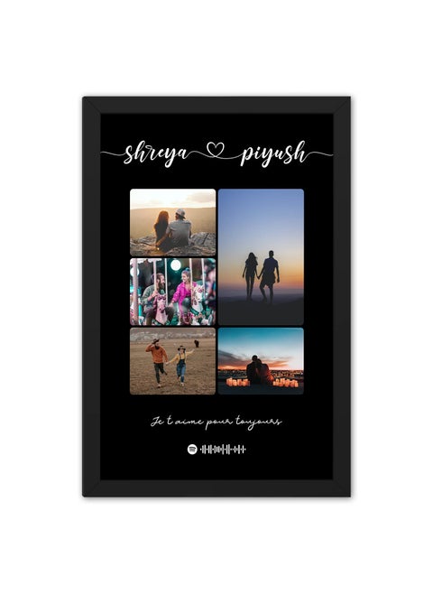 Ritwikas Personalized Rectangular Photo Collage Spotify Song Link Qr Code Message Name Premium Digital Print Synthetic Black Framed With Glass Wall Art Size 95 X 135 Inch Set Of 1 Multi Colour