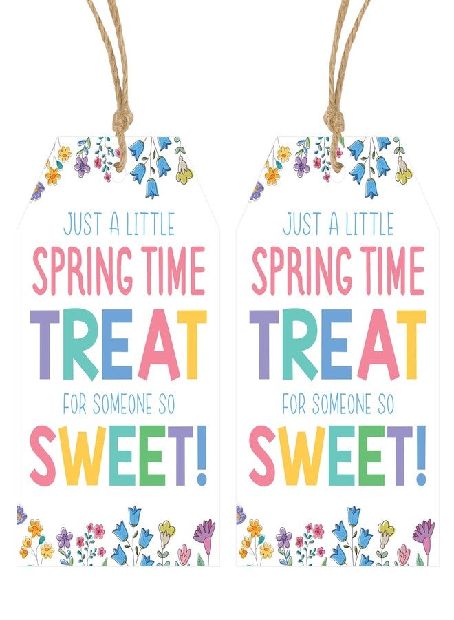 Anwyll Spring Gift Tags with String - 50Pcs Happy Spring Tags Hello Welcome Spring Gift Tag Spring Flower Floral Tag Just A Little Spring Time Treat for Someone Sweet Label for Party Favor Decoration - Image 1