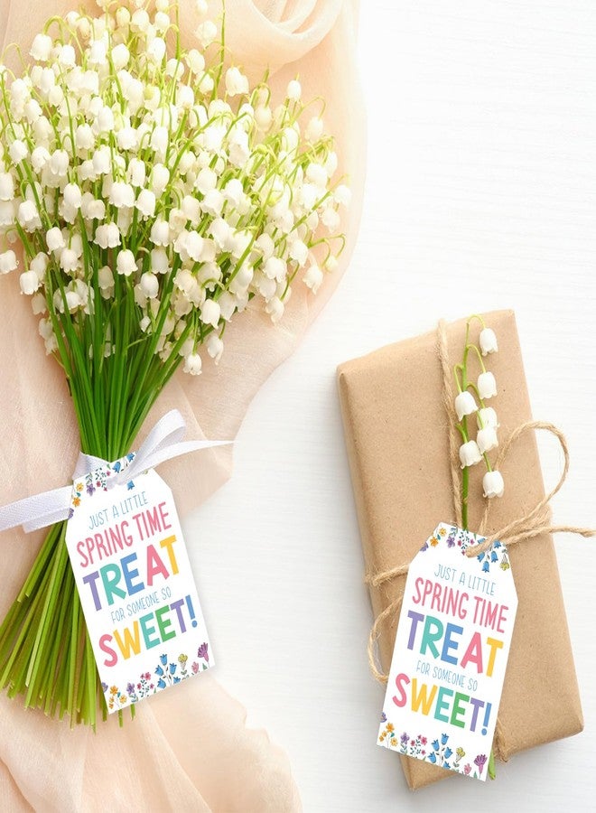 Anwyll Spring Gift Tags with String - 50Pcs Happy Spring Tags Hello Welcome Spring Gift Tag Spring Flower Floral Tag Just A Little Spring Time Treat for Someone Sweet Label for Party Favor Decoration - Image 4