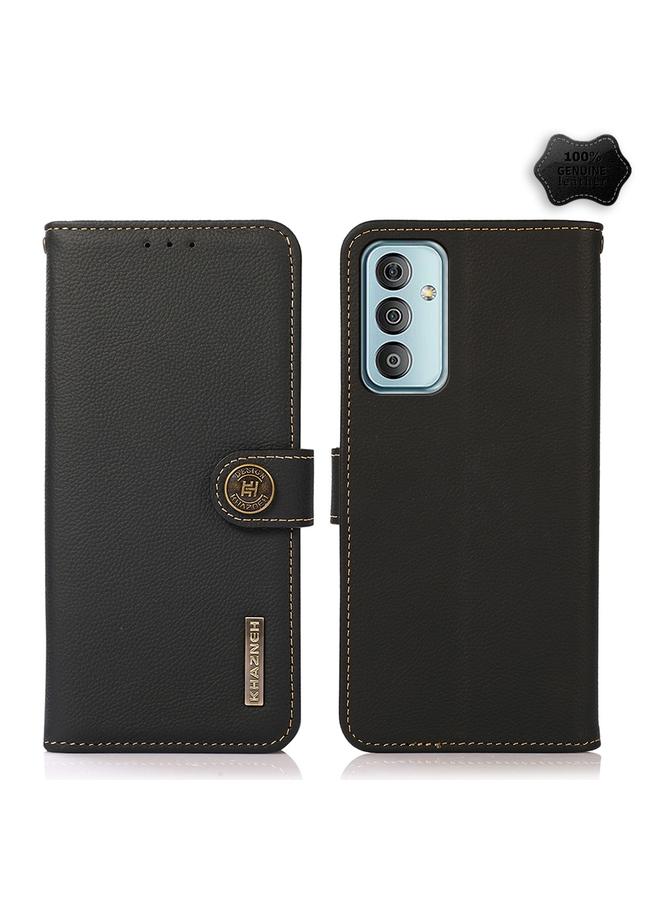 S-TOP Case For Samsung Galaxy M13 4G KHAZNEH Custer Genuine Leather RFID Phone Case - Image 1